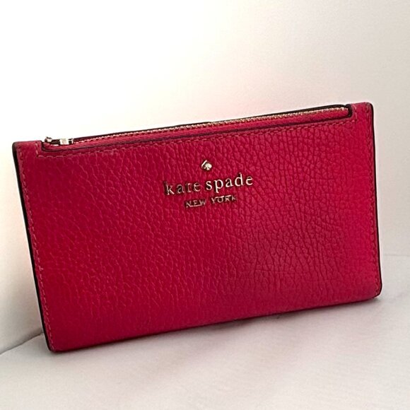 Kate Spade Leather Bifold Wallet Pink - Zipper Defect (Missing Pull Tab) - Picture 2 of 9